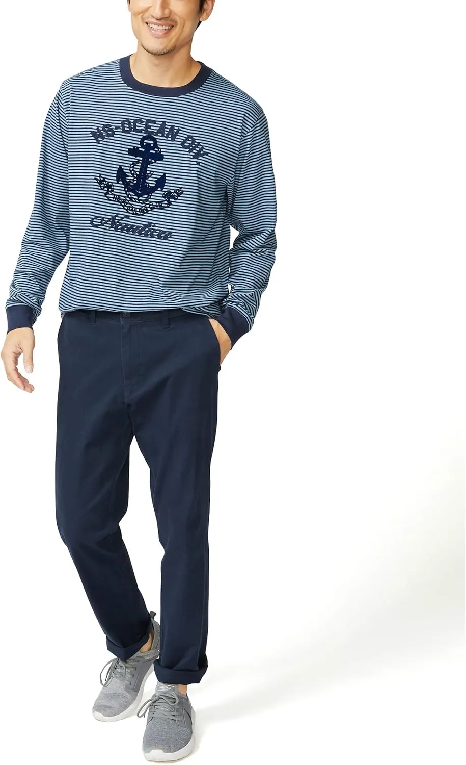 Nautica Men's Classic Fit Flat Front Stretch Solid Chino Deck Pant