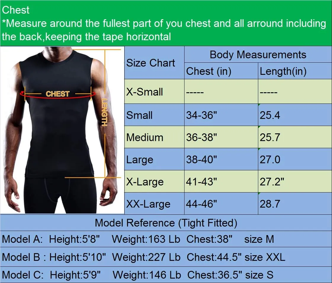 NELEUS Men's 3 Pack Dry Fit Compression Tank Top
