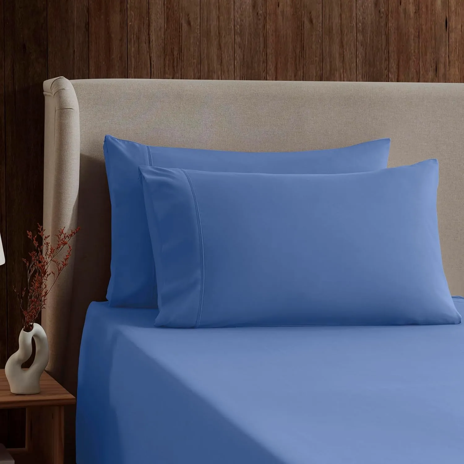 Nestl Split King Sheet Set - 1800 Ultra-Soft Microfiber Bed Sheets - Double Brushed - Deep Pockets - Easy Fit - 5 Piece Set - Bed Sheets & Pillowcases (Split King, Calm Blue)