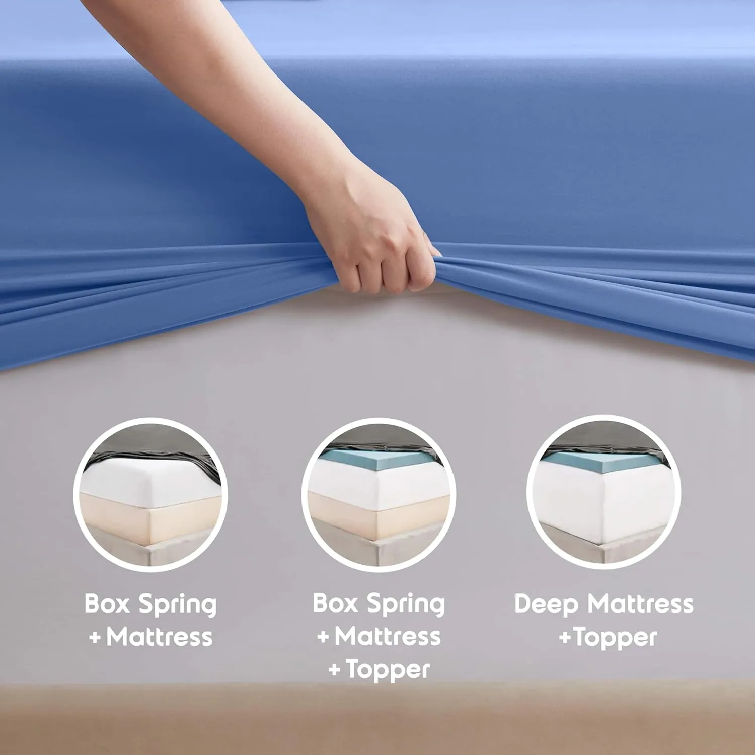 Nestl Split King Sheet Set - 1800 Ultra-Soft Microfiber Bed Sheets - Double Brushed - Deep Pockets - Easy Fit - 5 Piece Set - Bed Sheets & Pillowcases (Split King, Calm Blue)