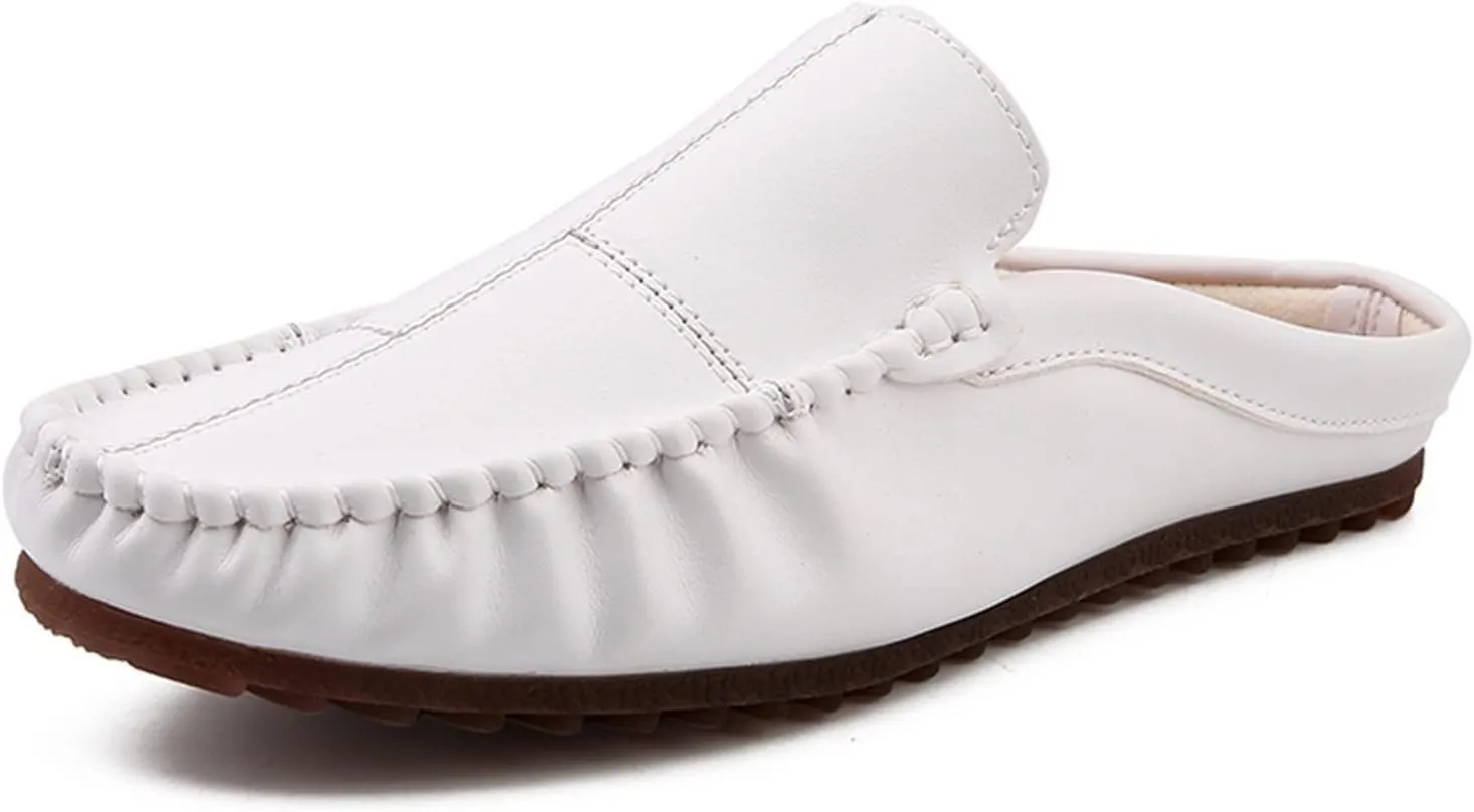 New Mens Loafers Stitching Details Backless Moccasins Shoes Vegan Leather Flat Heel Slip Resistant Flexible Outdoor Party Slip-ons