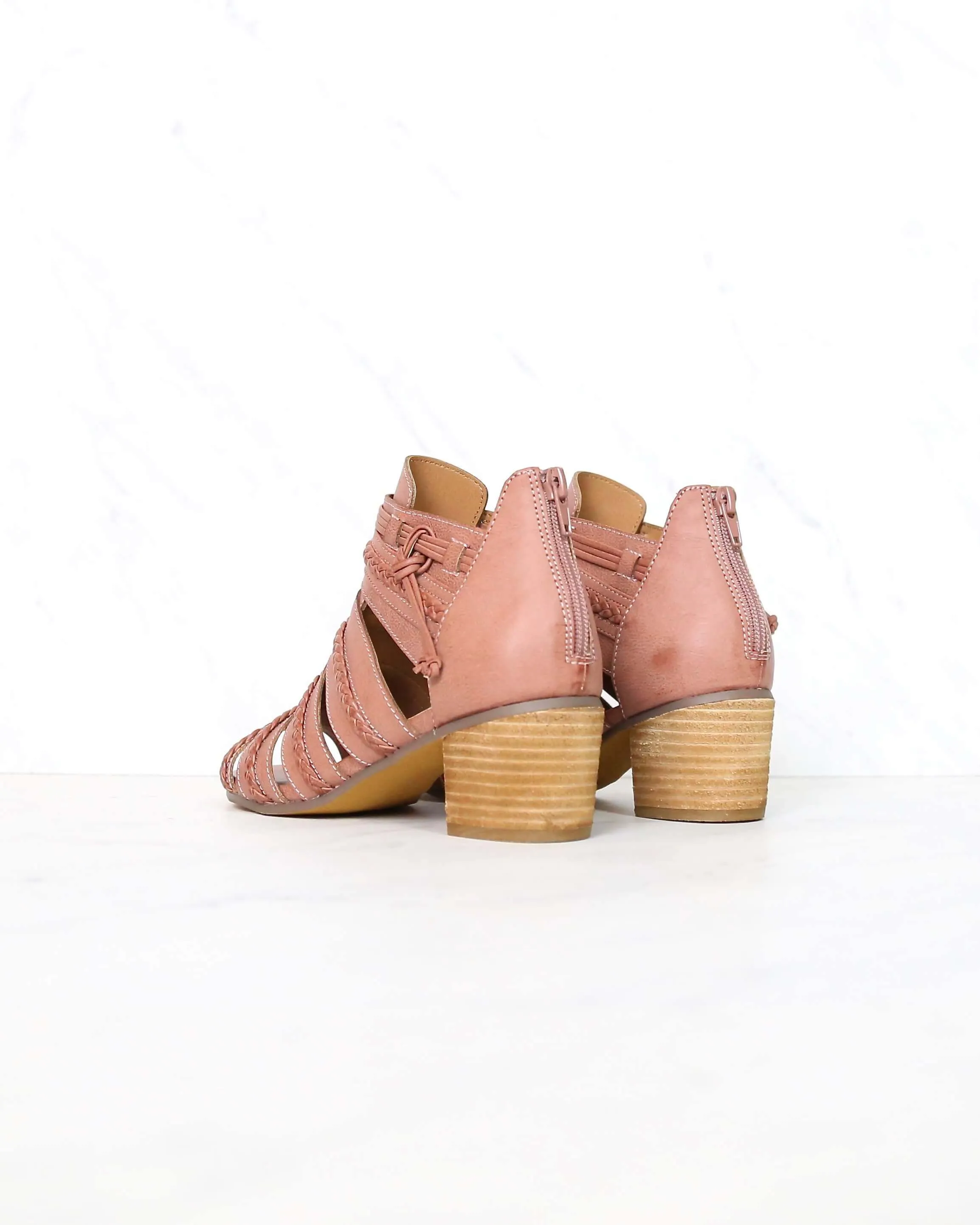Not Rated - Cullie Open Toe Chunky Wooden Heel Sandal - Blush Rose