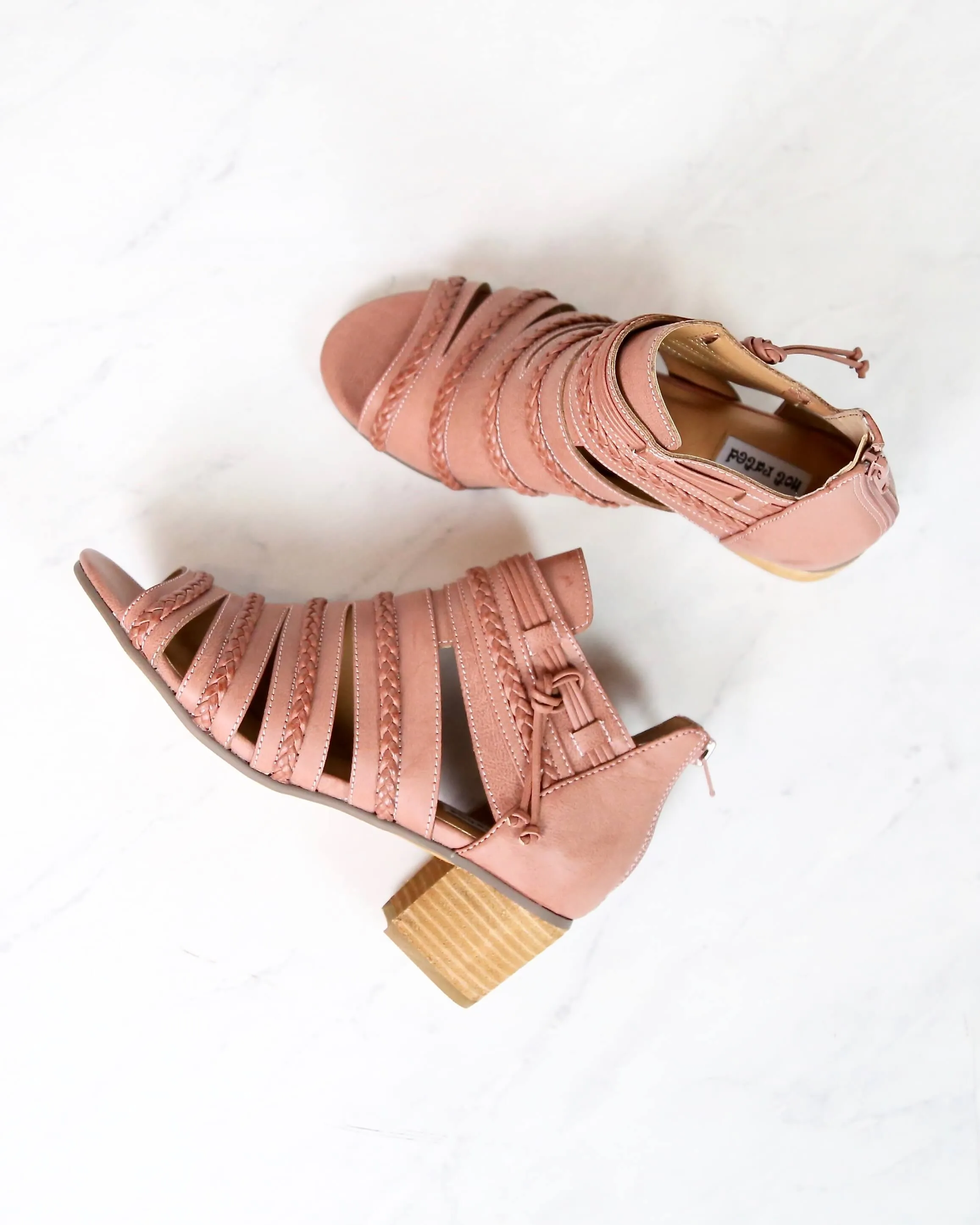 Not Rated - Cullie Open Toe Chunky Wooden Heel Sandal - Blush Rose
