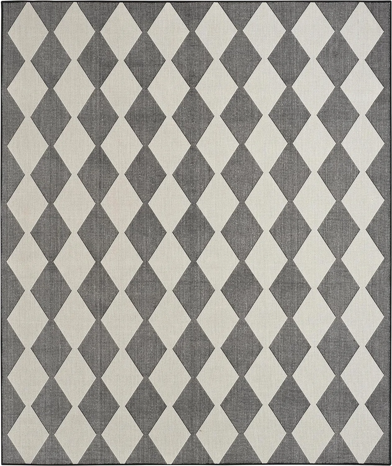 Nourison Positano Indoor/Outdoor Black 6' x 9' Area Rug, Easy Cleaning, Non Shedding, Bed Room, Living Room, Dining Room, Backyard, Deck, Patio (6x9)