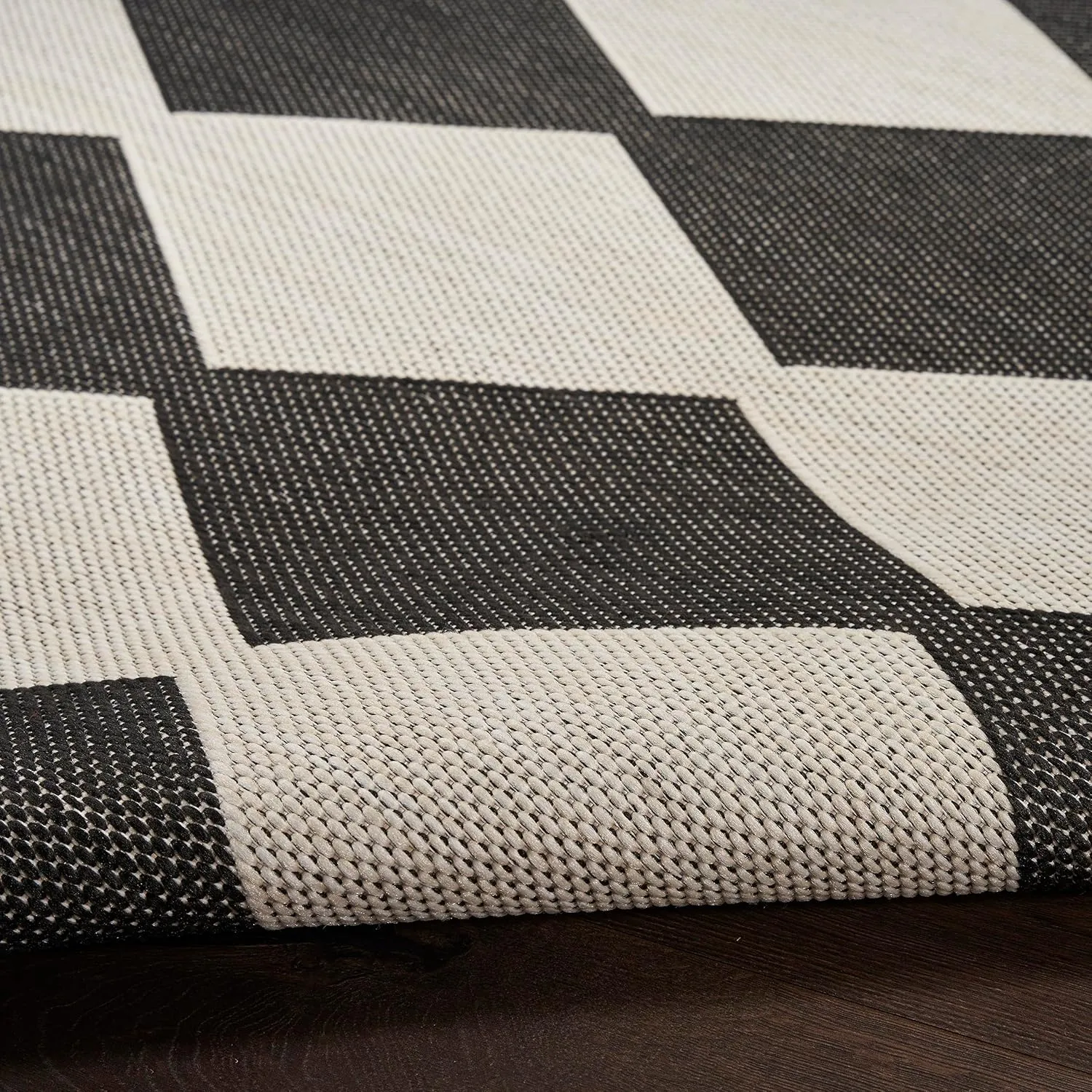 Nourison Positano Indoor/Outdoor Black 6' x 9' Area Rug, Easy Cleaning, Non Shedding, Bed Room, Living Room, Dining Room, Backyard, Deck, Patio (6x9)