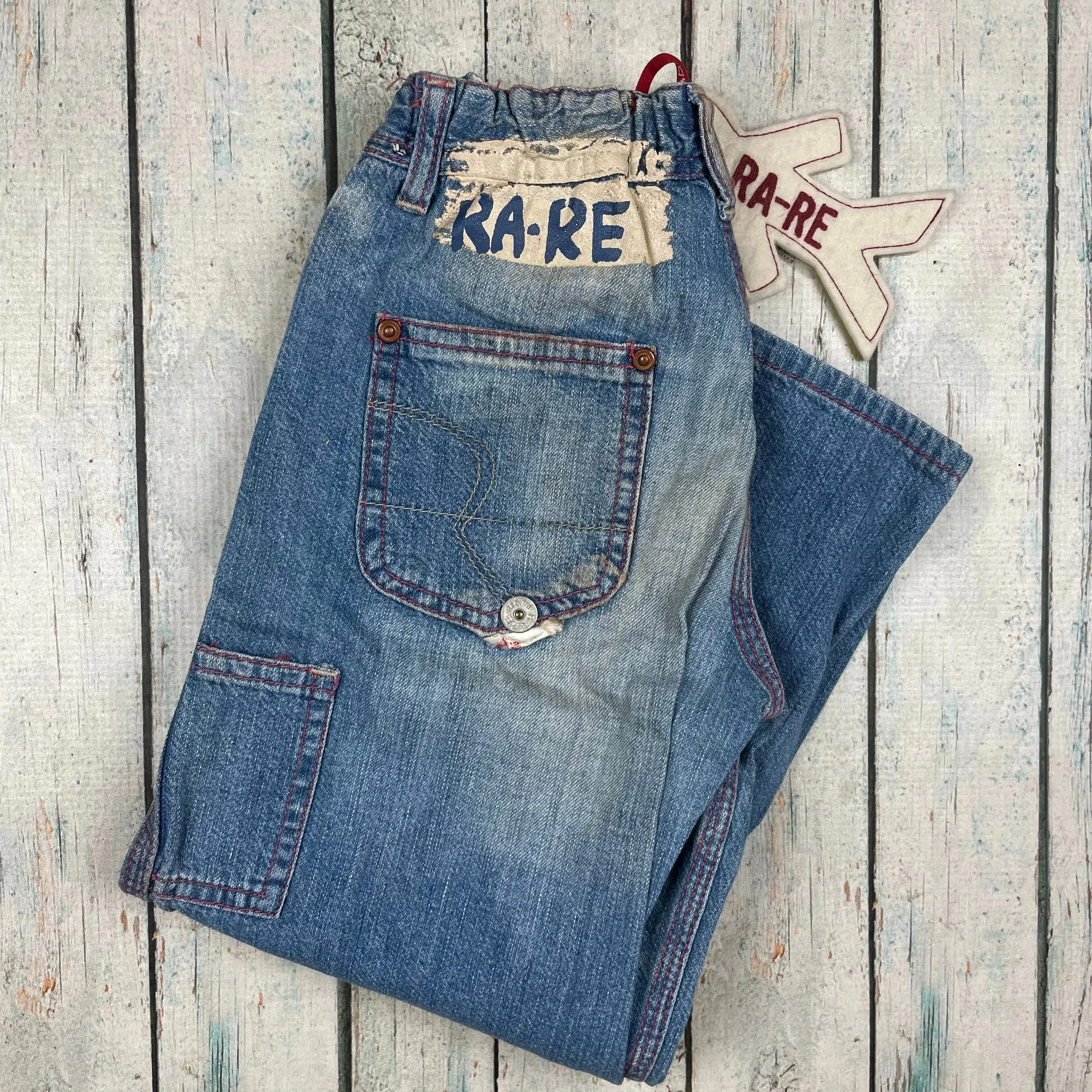 NWT - RA-RE Italian Boys Wide Leg Distressed Jeans - Size 4Y