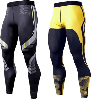 OEBLD Compression Pants Men UV Blocking Running Tights 1 or 2 Pack Gym Yoga Leggings for Athletic Workout