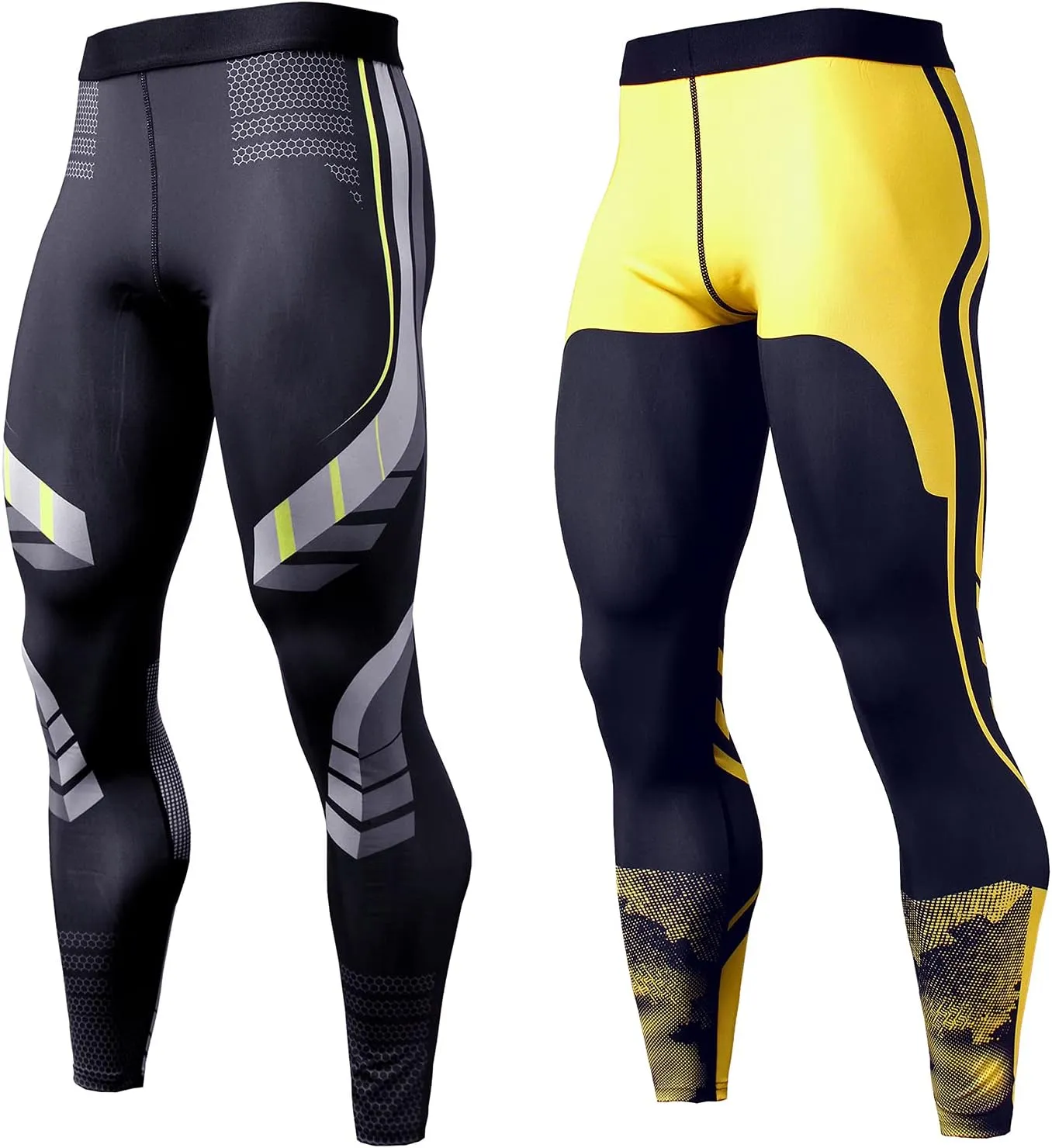 OEBLD Compression Pants Men UV Blocking Running Tights 1 or 2 Pack Gym Yoga Leggings for Athletic Workout