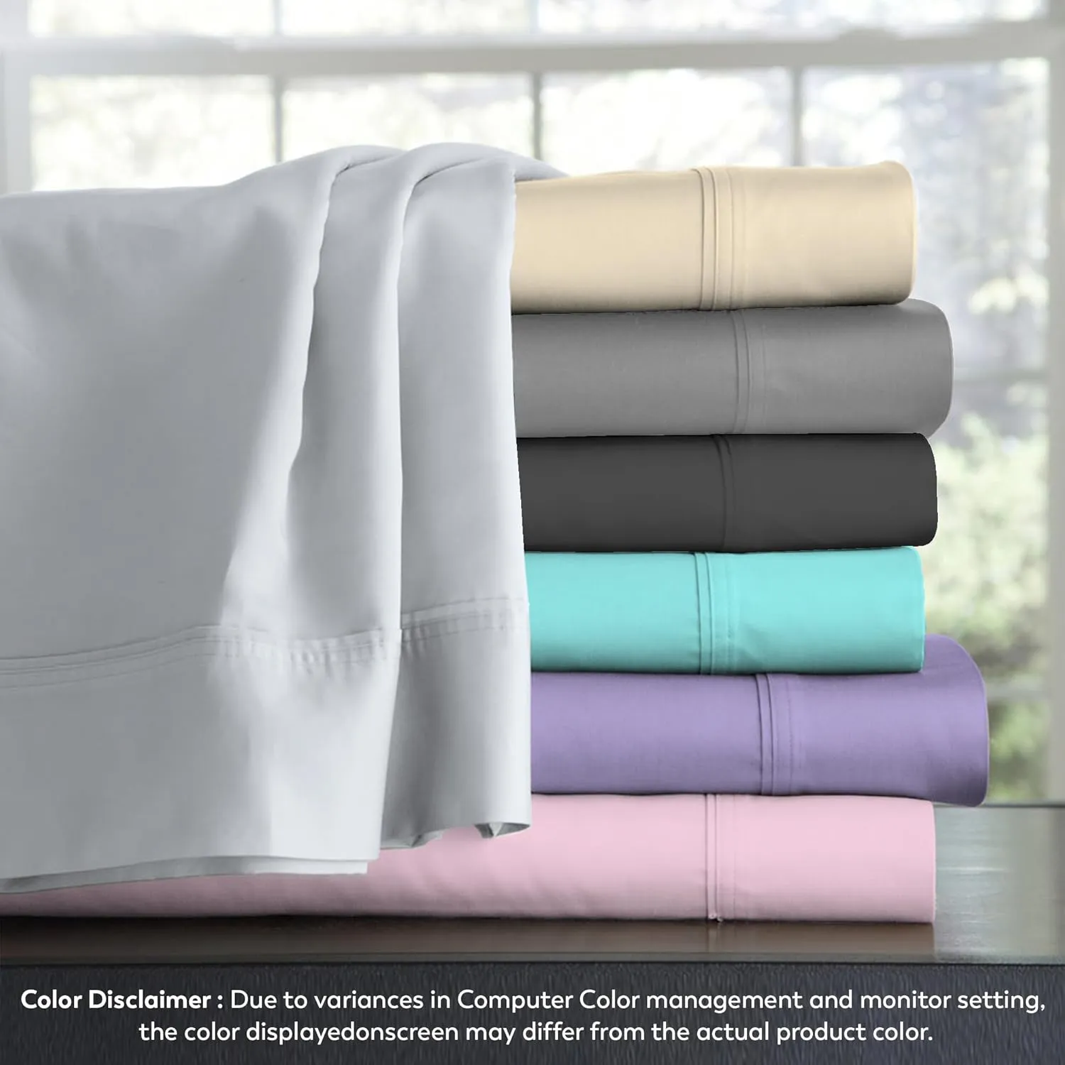 Organic 100% Cotton, Snow White King Size Sheet Set, 4-Piece Deep Pockets Snow White Bed Sheets, Cool & Crisp Percale Sheets for King Size Bed, Easy Fit