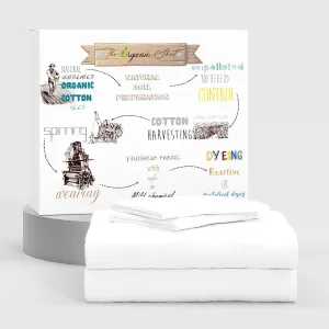 Organic 100% Cotton, Snow White King Size Sheet Set, 4-Piece Deep Pockets Snow White Bed Sheets, Cool & Crisp Percale Sheets for King Size Bed, Easy Fit