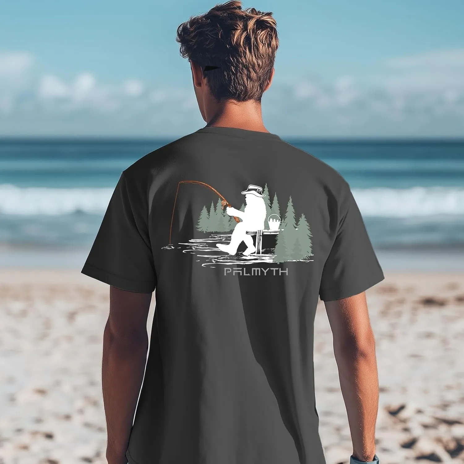 Palmyth Mens Fishing Shirts Short Sleeve UPF 50  T-Shirt UV Sun Protection SPF Tee Quick Dry