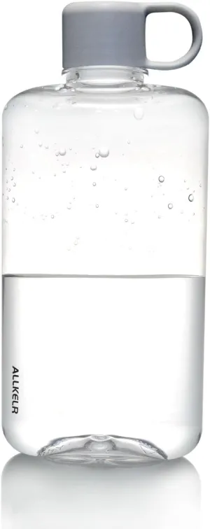 Portable Flat Water Bottle, BPA Free Tritan Plastic Travel Water Bottle for Camping, Fitness, Outdoor Sports, Fits Purse and Pocket (Gray, 16.9 oz)