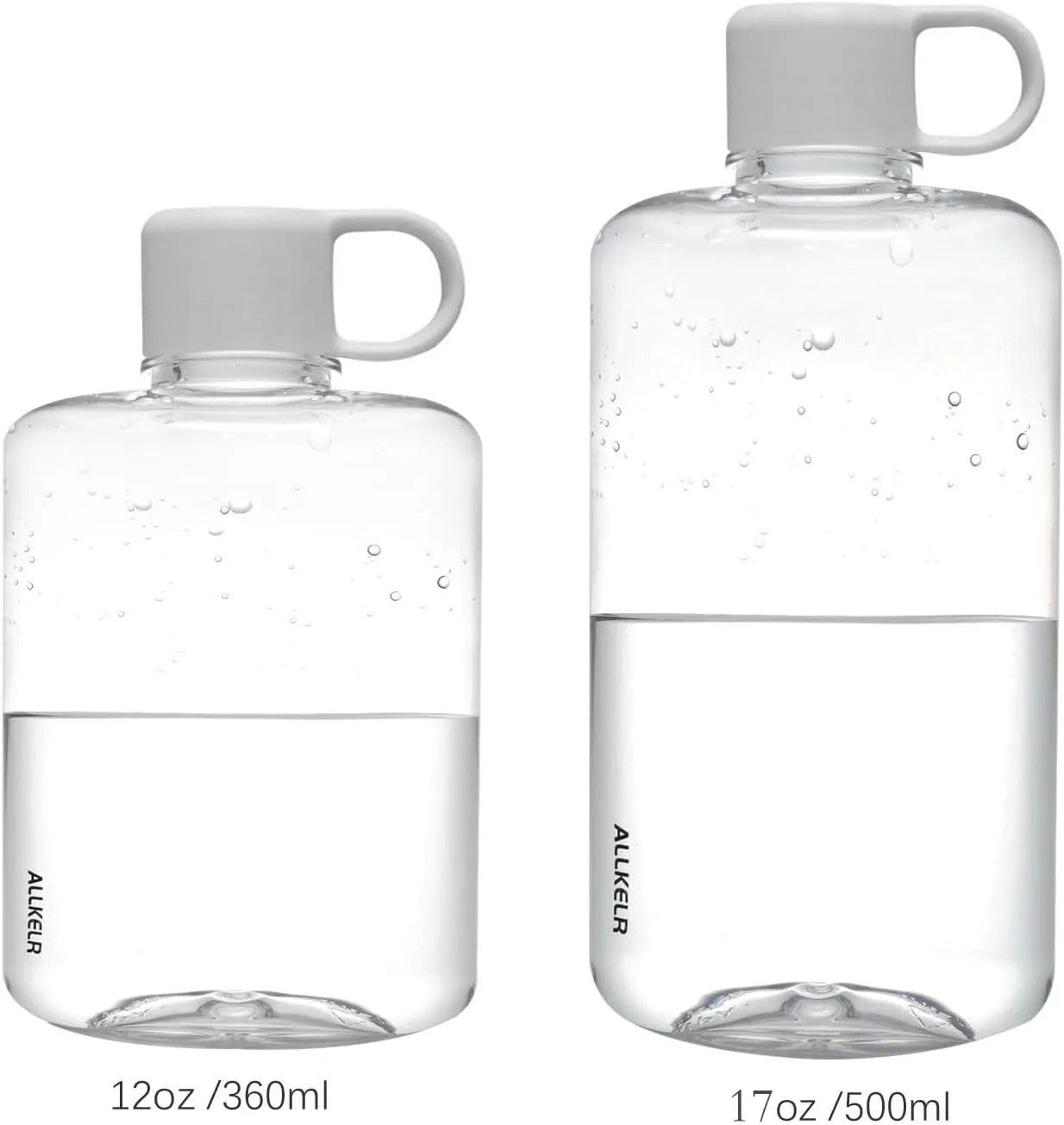 Portable Flat Water Bottle, BPA Free Tritan Plastic Travel Water Bottle for Camping, Fitness, Outdoor Sports, Fits Purse and Pocket (Gray, 16.9 oz)