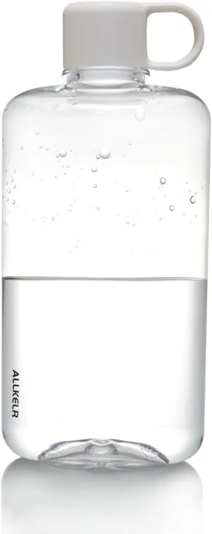 Portable Flat Water Bottle, BPA Free Tritan Plastic Travel Water Bottle for Camping, Fitness, Outdoor Sports, Fits Purse and Pocket (White, 16.9 oz)