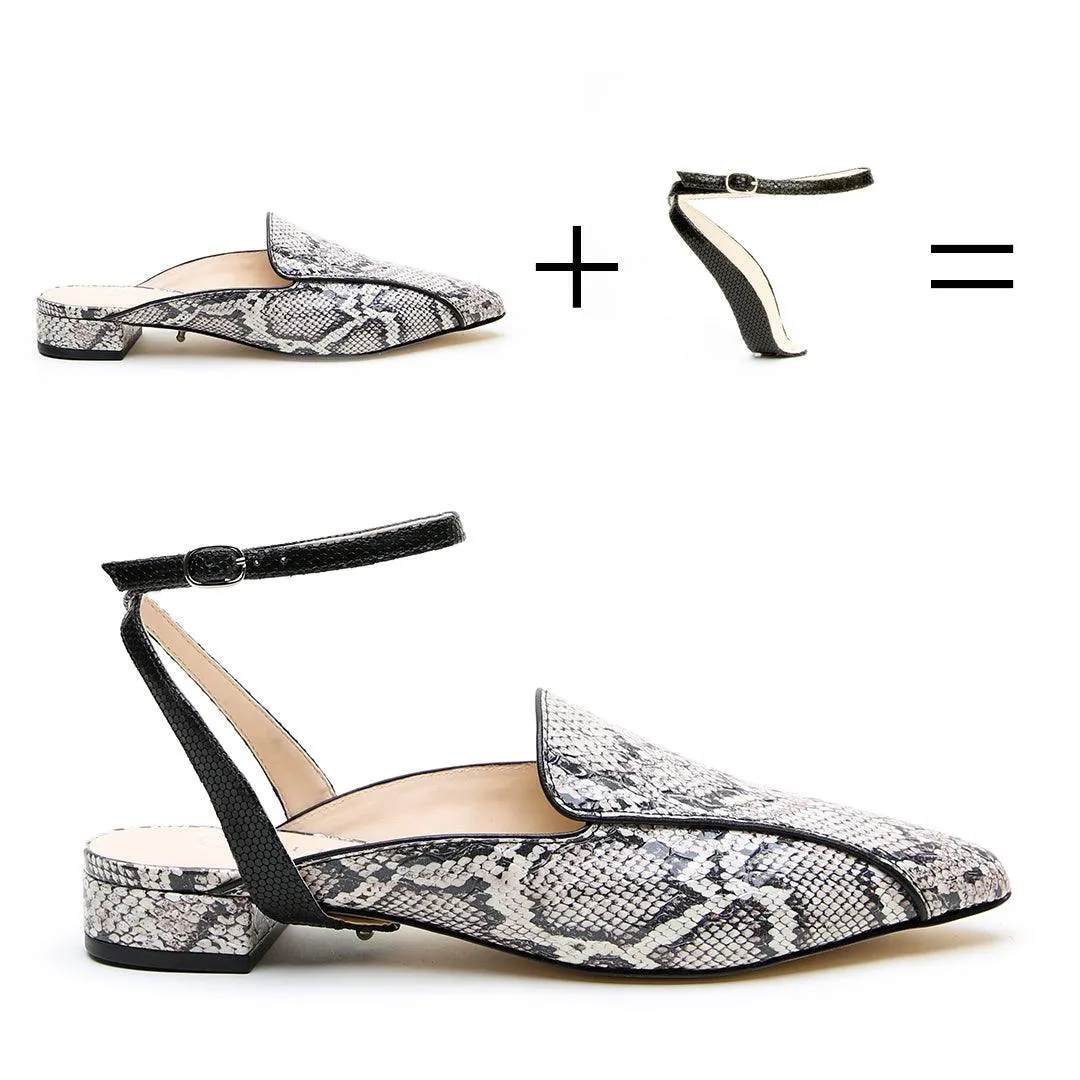 Python Pointed Loafer   Rattlesnake Black Marilyn Strap