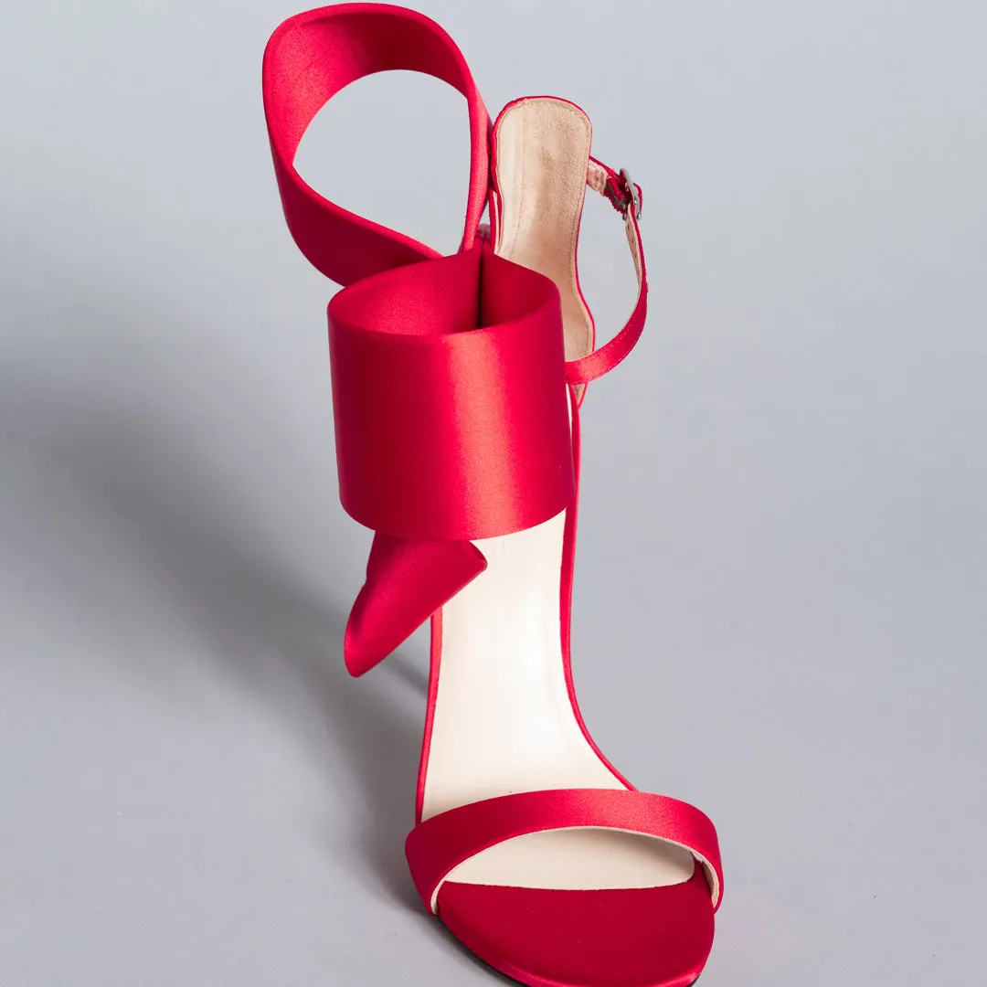 RED SATIN OPEN TOE