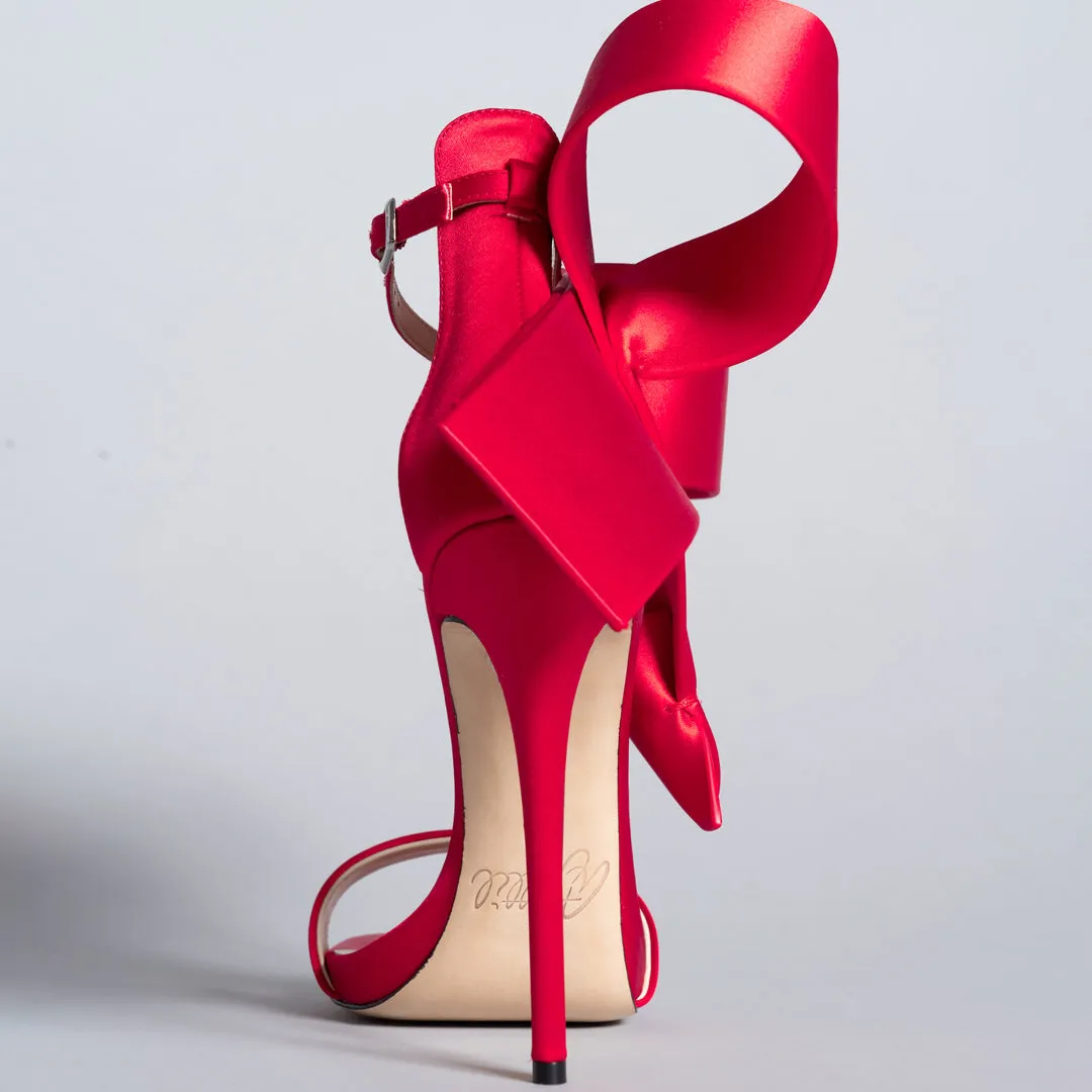 RED SATIN OPEN TOE
