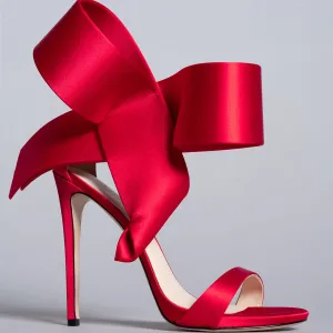 RED SATIN OPEN TOE