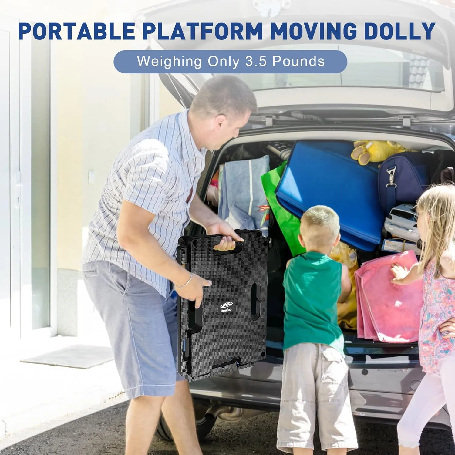 Ronlap Furniture Moving Dolly 4 Wheels Heavy Duty Small Flat Dolly Cart with Wheels Interlocking Furniture Movers Dollies for Moving, 440 Lbs Capacity, 1 Pack, Black