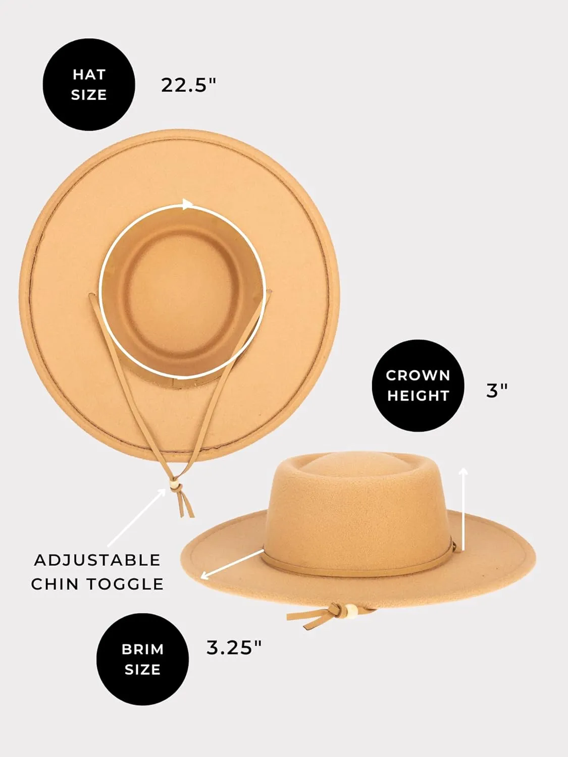 San Diego Hat Co. Women's Boater with Double Wrap Suede Band Adjustable Chin Cord Toggle and Wide and Flat Brim