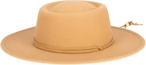 San Diego Hat Co. Women's Boater with Double Wrap Suede Band Adjustable Chin Cord Toggle and Wide and Flat Brim
