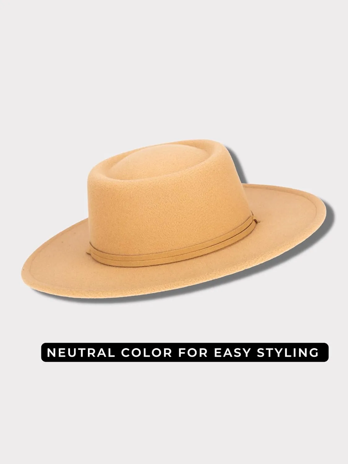San Diego Hat Co. Women's Boater with Double Wrap Suede Band Adjustable Chin Cord Toggle and Wide and Flat Brim