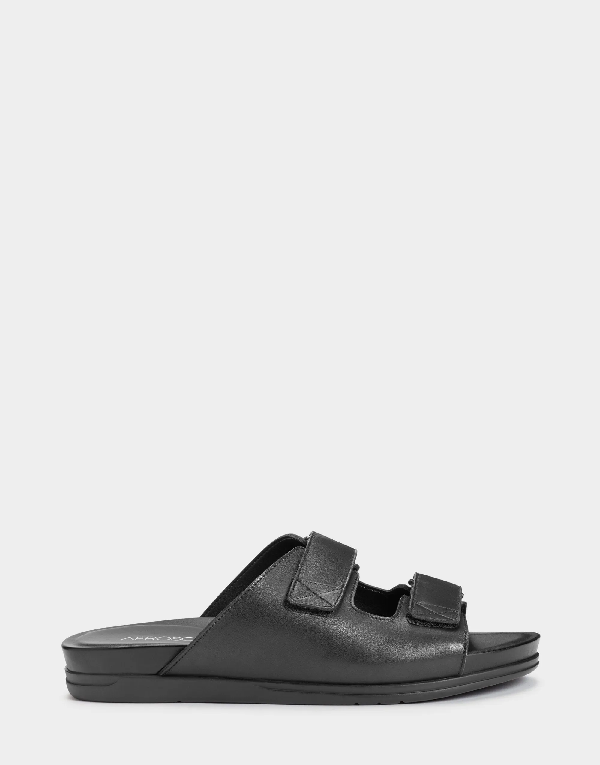 Sandal Double Aerosoles Hour Footbed High-tech-enabled Flat Buckle Memory Sandal Sleek Happy Black Foam