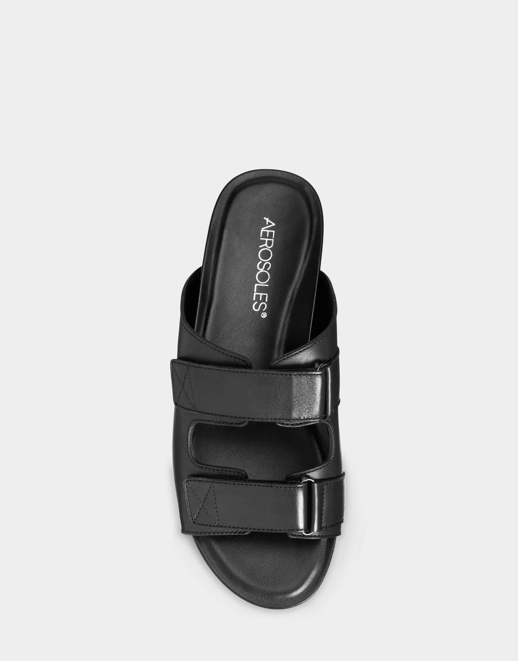 Sandal Double Aerosoles Hour Footbed High-tech-enabled Flat Buckle Memory Sandal Sleek Happy Black Foam