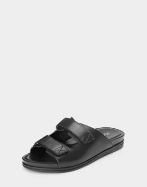 Sandal Double Aerosoles Hour Footbed High-tech-enabled Flat Buckle Memory Sandal Sleek Happy Black Foam