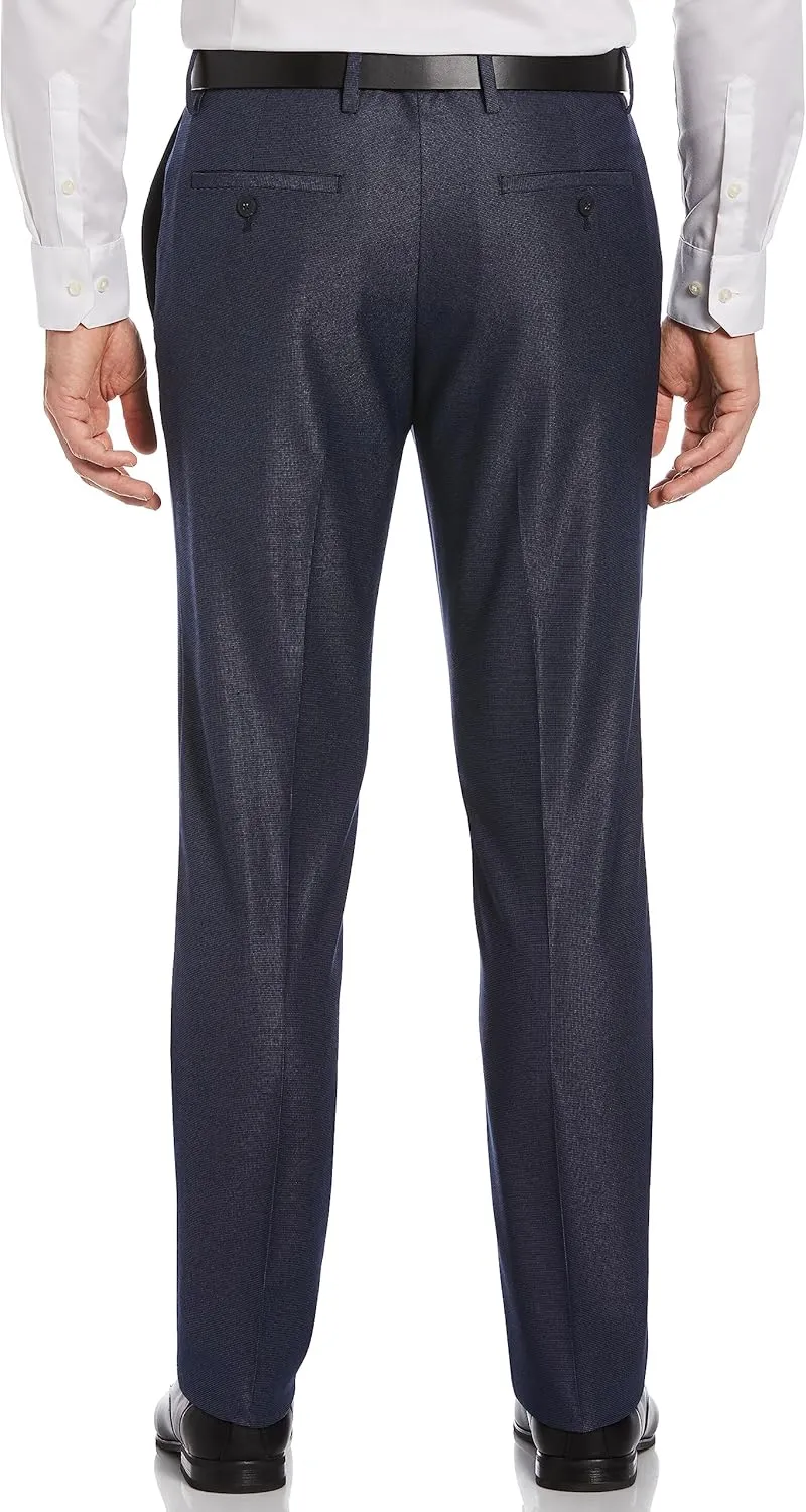 Savane Men's Flat Front Nailhead Stretch Dress Pants with Active Waistband