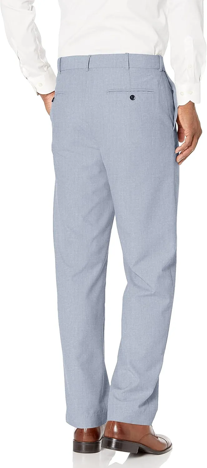 Savane Men's Flat Front Textured Linen Pants