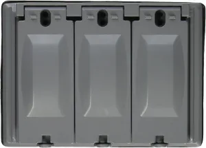 Sealproof 3-Gang GFCI Weatherproof Outdoor Metal Flat Outlet Cover, Triple Gang Electrical Power Receptacle Protector, UL Listed, for GFCI Configurations