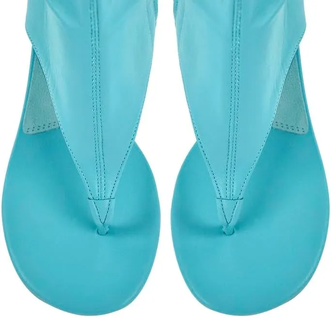 sexytag Women's Thong Sandals Open Toe Knee High Kitten Heels Sandal Boots