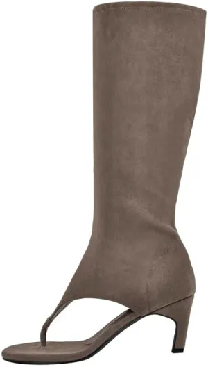 sexytag Women's Thong Sandals Open Toe Knee High Kitten Heels Sandal Boots