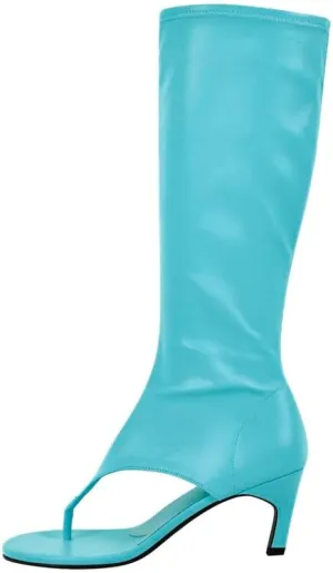 sexytag Women's Thong Sandals Open Toe Knee High Kitten Heels Sandal Boots