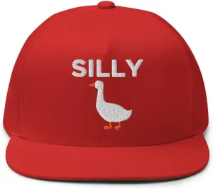 Silly Goose Hat (Embroidered Flat Bill Snapback Cap) Funny Cartoon Goose Hats