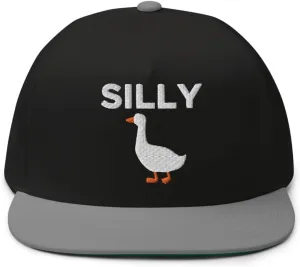 Silly Goose Hat (Embroidered Flat Bill Snapback Cap) Funny Cartoon Goose Hats