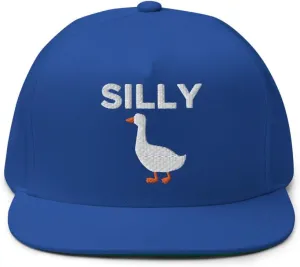 Silly Goose Hat (Embroidered Flat Bill Snapback Cap) Funny Cartoon Goose Hats
