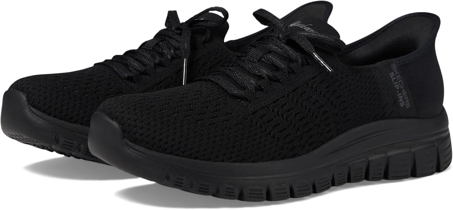 Skechers Modern Comfort Women's Women's Graceful-First Blush Hands Free Slip-Ins Sneaker, Black, 5.5