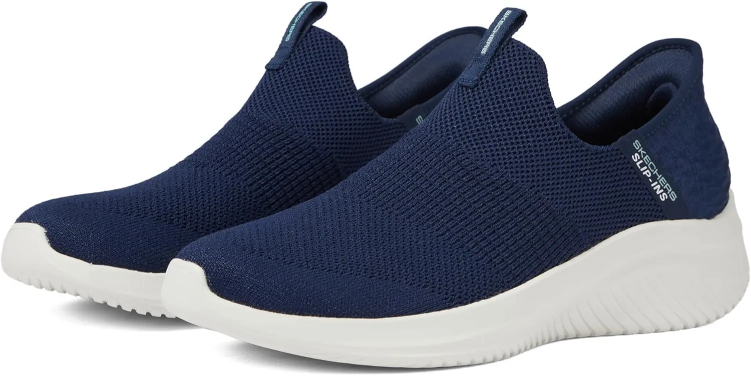 Skechers Sport Women's Women's Hands Free Slip Ins Ultra Flex 3.0 Smooth Step Sneaker, Navy, 8 Wide