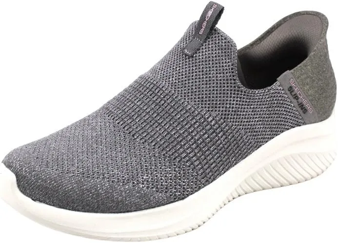 Skechers Women's Hands Free Slip Ins Ultra Flex 3.0 Smooth Step Sneaker, Grey, 11