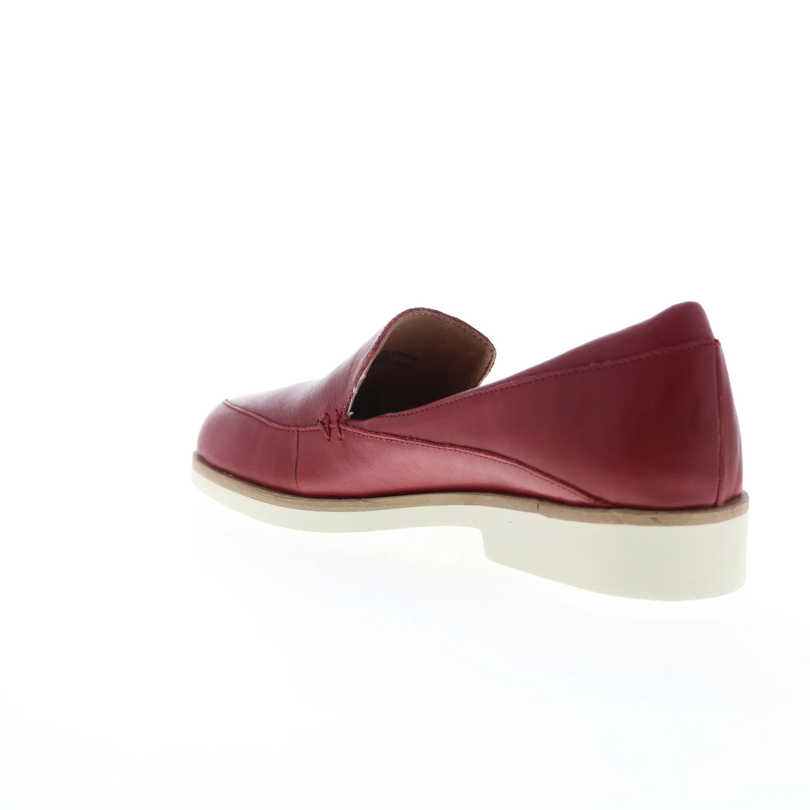Softwalk Windor S2111-601 Womens Red Narrow Leather Loafer Flats Shoes