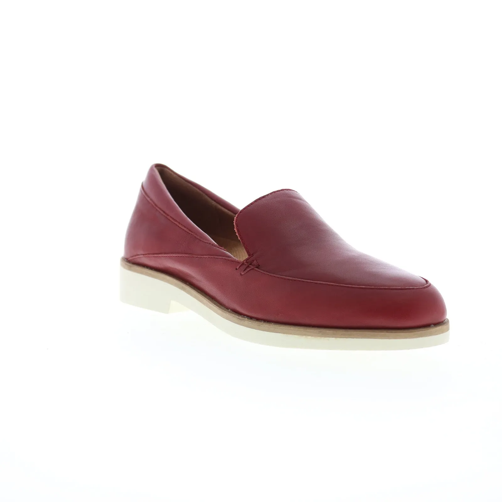 Softwalk Windor S2111-601 Womens Red Narrow Leather Loafer Flats Shoes