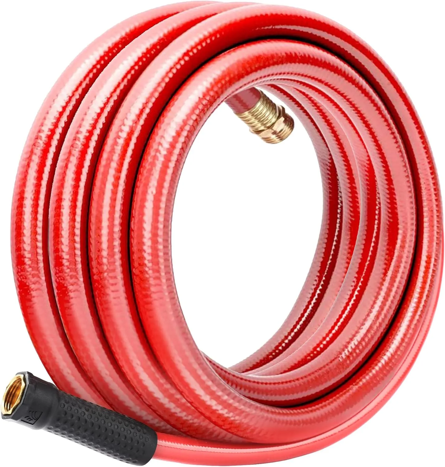 Solution4Patio Homes Lead-in Red Garden Hose 5/8 in. x 25 ft. -Kink Free, No Leaking, Male/Female Fittings -Heavy Duty Durable Flexible Lightweight Water Pipe -Brass Aluminum Ends for Household & Yard