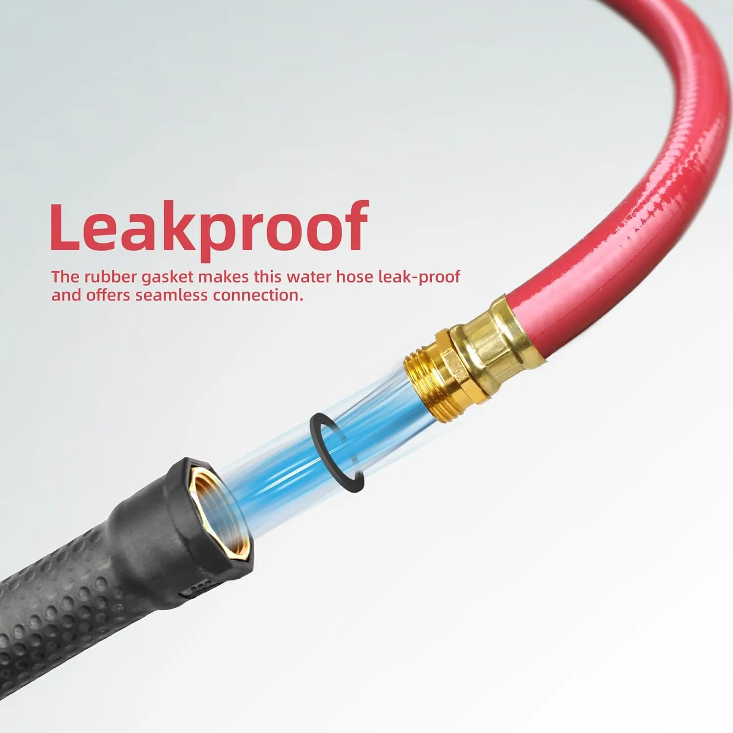Solution4Patio Homes Lead-in Red Garden Hose 5/8 in. x 25 ft. -Kink Free, No Leaking, Male/Female Fittings -Heavy Duty Durable Flexible Lightweight Water Pipe -Brass Aluminum Ends for Household & Yard