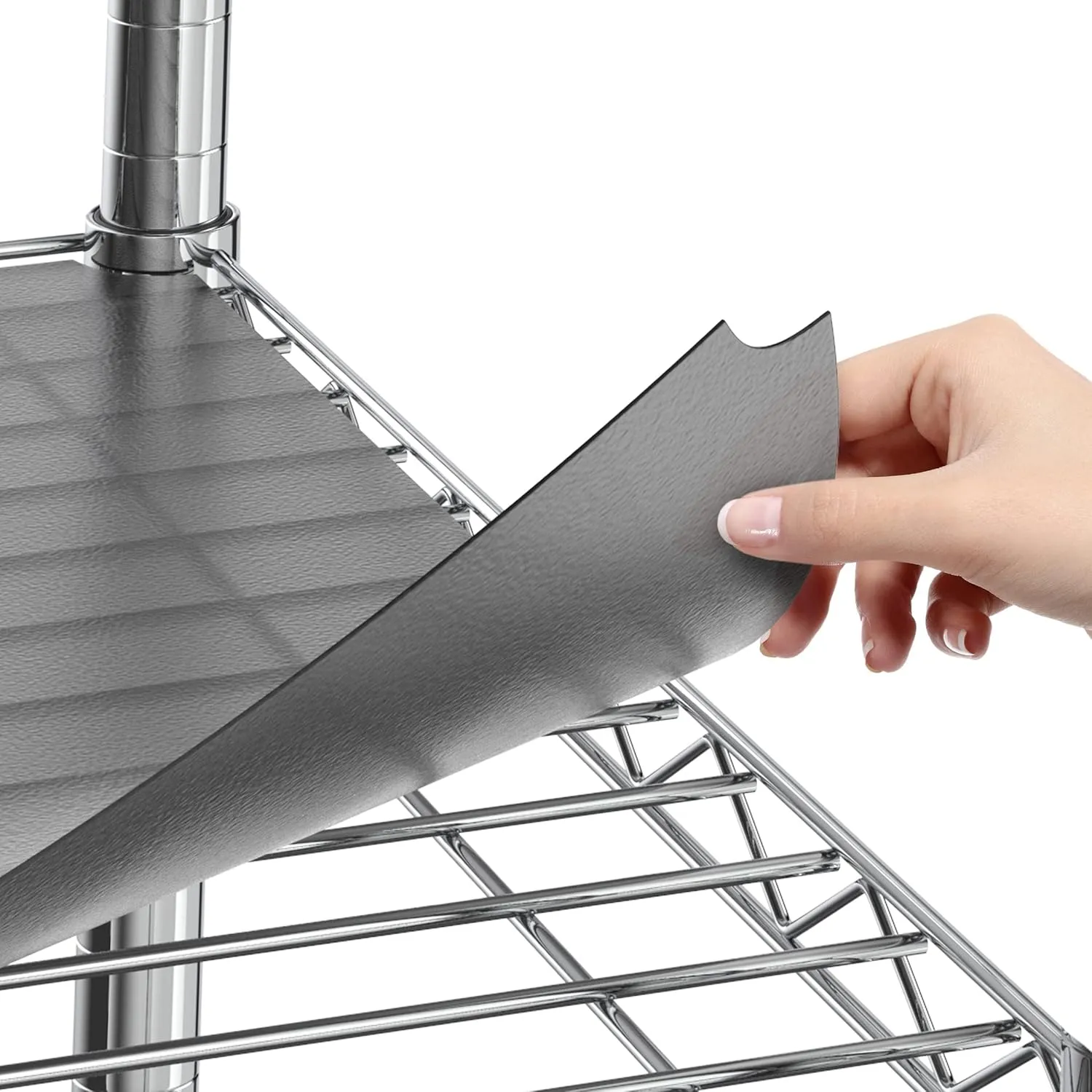 Sterling Shelf Liners for Wire Shelf System - Set of 5-14 x 30 inch - Plastic Wire Shelving Shelf Mats - Grey