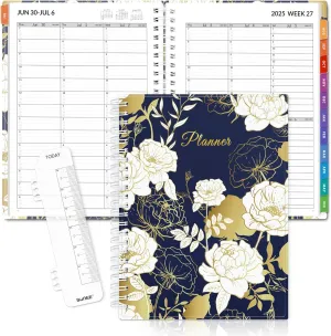 SUNEE 2025-2026 Appointment Book, Quarter-Hourly, Weekly & Monthly - from July 2025 to June 2026, 6.4"x8.3" Academic Planner, Flexible Cover, Note Pages, Pockets, Bookmark, Spiral Binding, Vintage