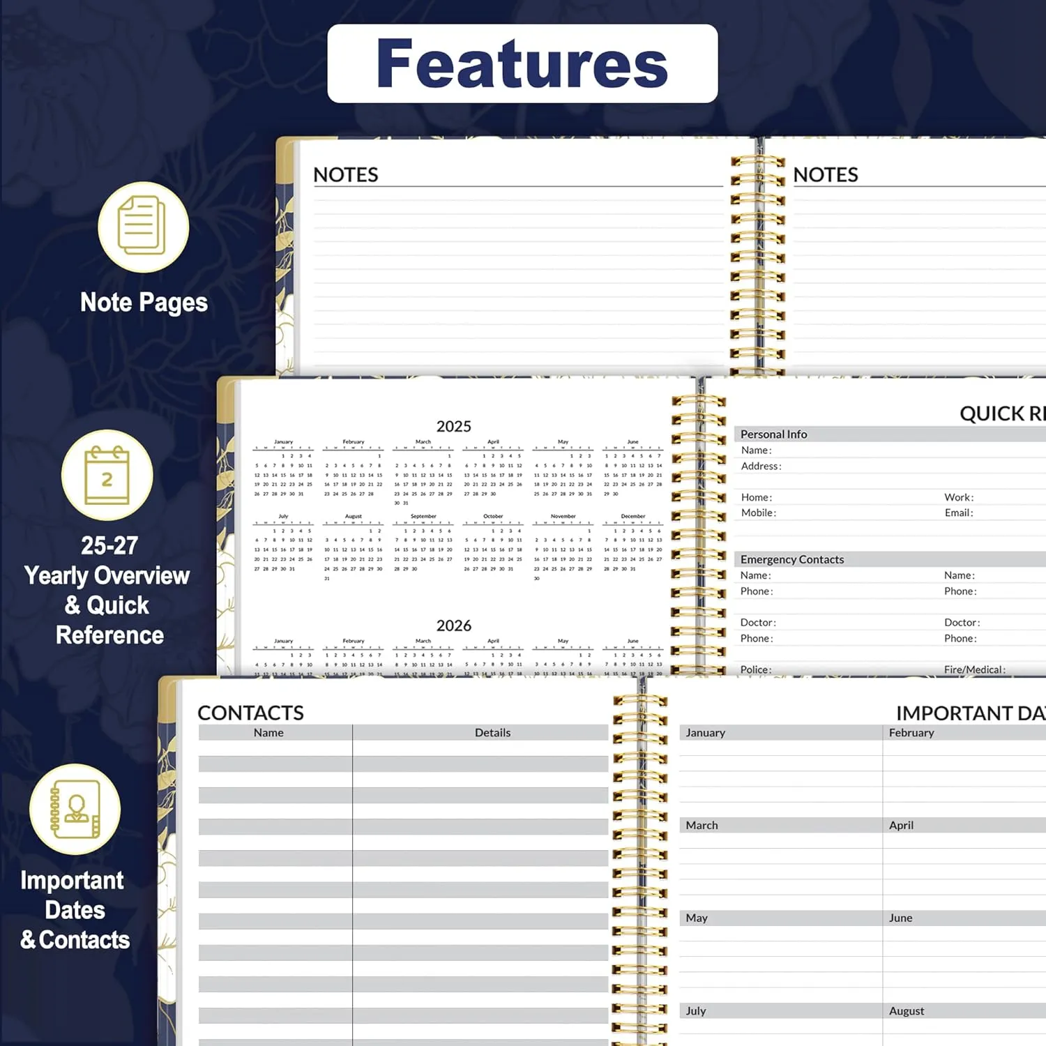 SUNEE 2025-2026 Appointment Book, Quarter-Hourly, Weekly & Monthly - from July 2025 to June 2026, 6.4"x8.3" Academic Planner, Flexible Cover, Note Pages, Pockets, Bookmark, Spiral Binding, Vintage