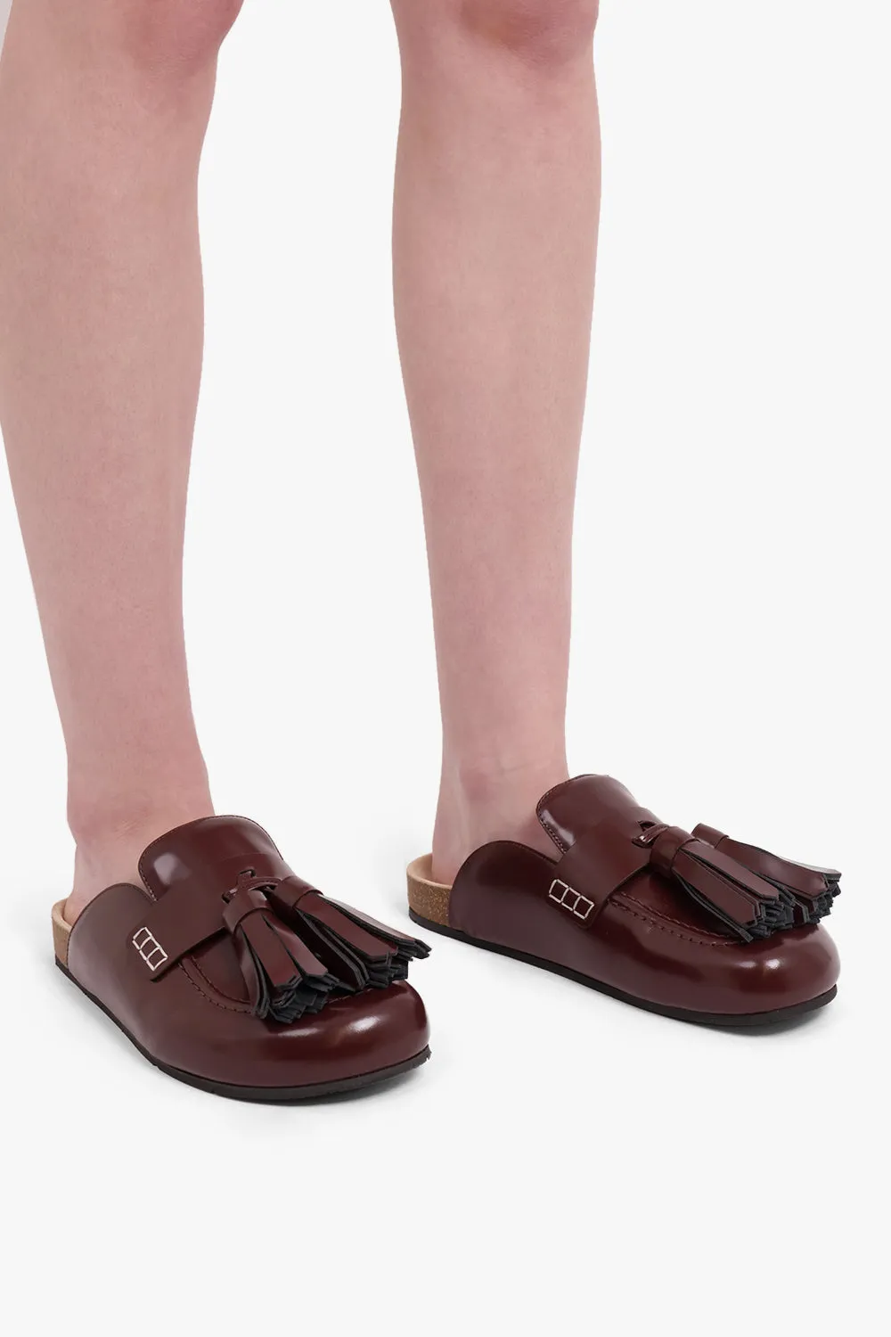Tassel Mule Slip on Loafer | Burgundy