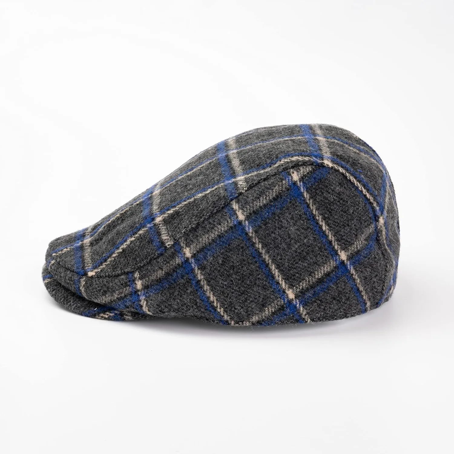 The Original Boston Scally Cap - Plaid Newsboy Flat Cap - Single Panel Cotton Fitted Hat for Men